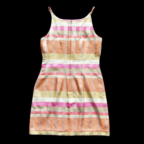 VTG Dawn Joy Dress Womens 9/10 Pastel Sleeveless Striped Plaid Mini Made USA - Picture 12 of 14
